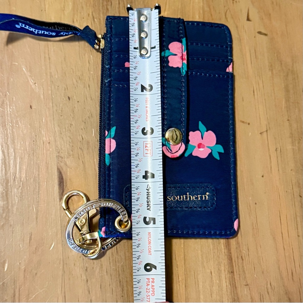 NWOT Simply Southern SnapKey ID Wallet Navy Floral Card Holder Key Ring - Picture 5 of 6